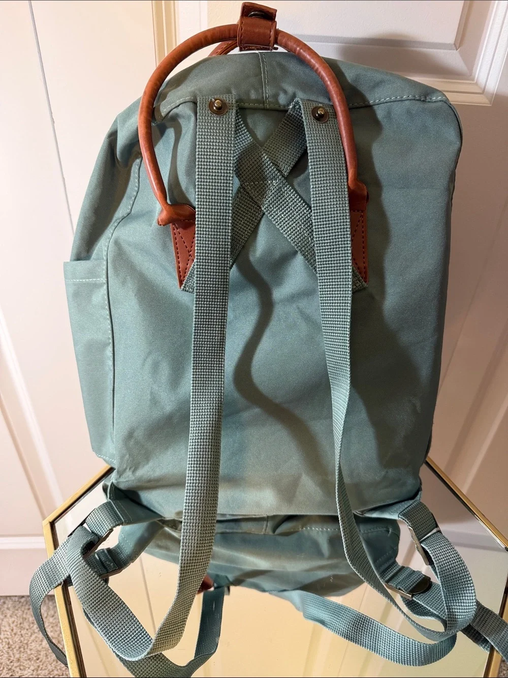 Kånken Leather-Handle Backpack in Sage Green
